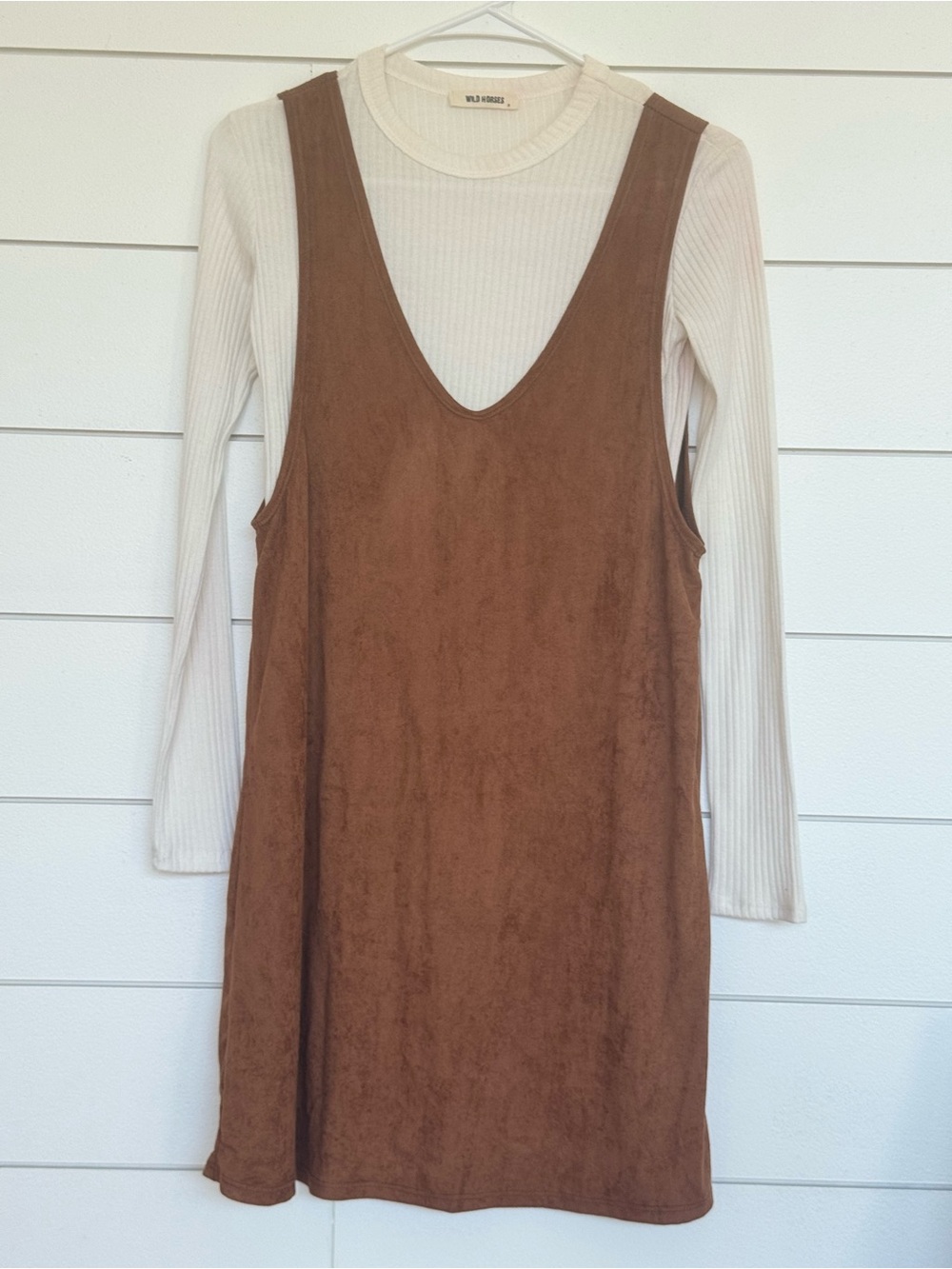bohme Brown Suede-Style Mini Slip Dress